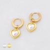 PAIR OF HEART WITH WITH A WHITE PEARLESCENT INLAY DANGLE 316L SURGICAL STEEL HUGGIE/HOOP EARRINGS PAIR OF HEART WITH WITH A WHITE PEARLESCENT INLAY DANGLE 316L SURGICAL STEEL HUGGIE/HOOP EARRINGS
